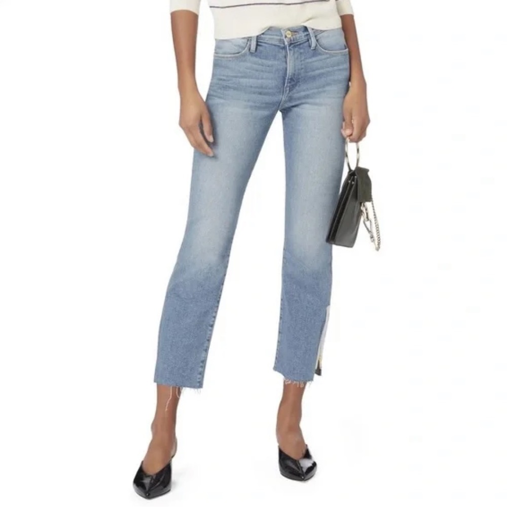 FRAME LE HIGH straight side zipper jeans
size 25